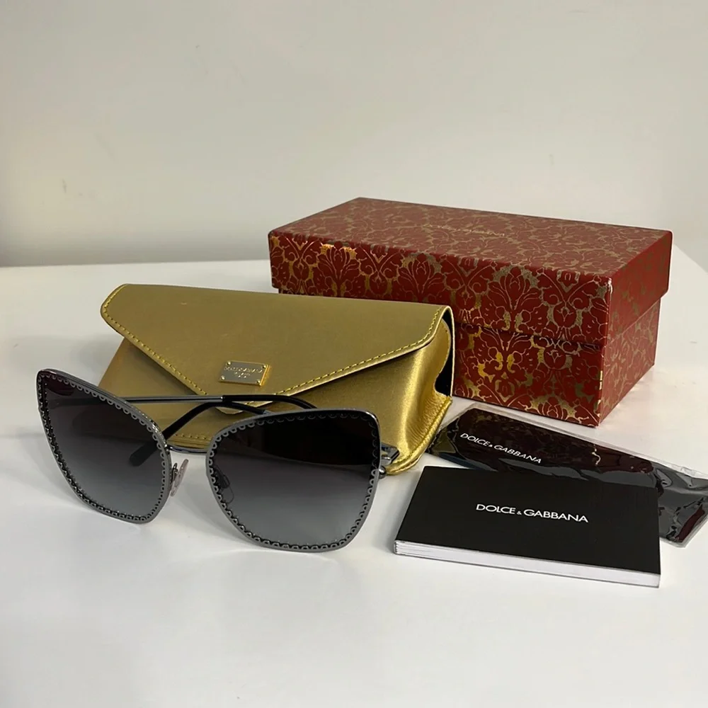 DOLCE & GABBANA Authentic Women’s Sunglasses DG2212 04/8G Gunmetal Gradi…